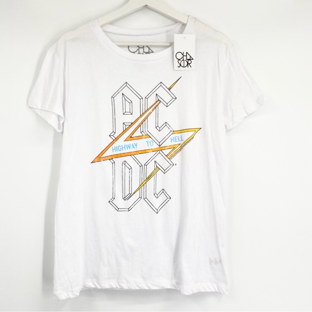 NWT Chaser AC/DC Highway to Hell Lightening Bolt Graphic Band T-Shirt M